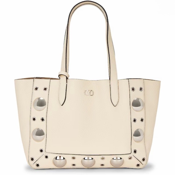 Valentino Handbags - Valentino Garavani Nellcote Off White Leather Studded Tote with Pouch NWT